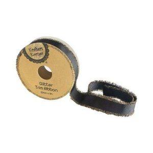 Curling Ribbon | Black Glitter Trim Ribbon – 20Mm X 3M Curling Ribbon Black