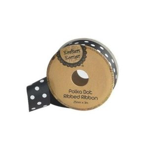 Curling Ribbon | Black White Dot Ribbon – 25Mm X 3M Curling Ribbon Curling Ribbon