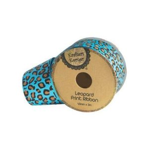 Curling Ribbon | Blue Leopard Ribbon – 40Mm X 3M Curling Ribbon Blue