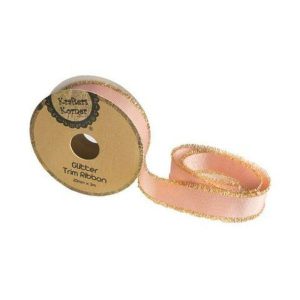 Curling Ribbon | Blush Glitter Trim Ribbon – 20Mm X 3M Curling Ribbon Curling Ribbon