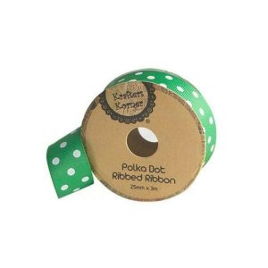 Curling Ribbon | Green White Dot Ribbon – 25Mm X 3M Curling Ribbon Curling Ribbon