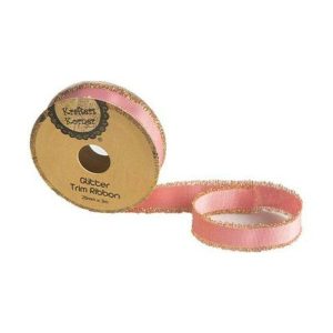 Curling Ribbon | Light Pink Glitter Trim Ribbon – 20Mm X 3M Curling Ribbon Curling Ribbon