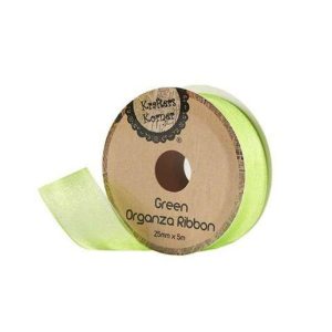 Curling Ribbon | Organza Green Ribbon – 25Mm X 5M Curling Ribbon Curling Ribbon