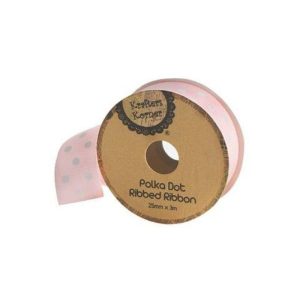 Curling Ribbon | Pink White Dot Ribbon – 25Mm X 3M Curling Ribbon Curling Ribbon