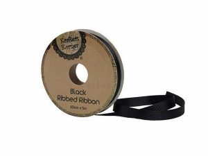 Curling Ribbon | Ribbed Black Ribbon – 10Mm X 5M Curling Ribbon Black