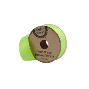 Curling Ribbon | Ribbed Neon Green Ribbon – 25Mm X 3M Curling Ribbon Curling Ribbon