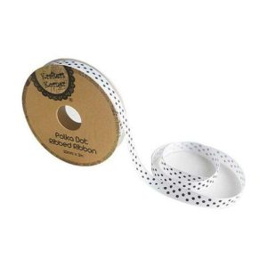 Curling Ribbon | White Black Dot Ribbon – 10Mm X 3M Curling Ribbon Curling Ribbon