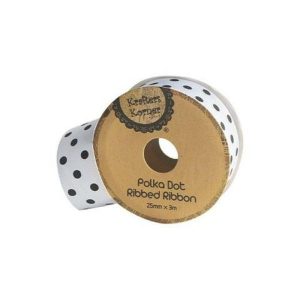 Curling Ribbon | White Black Dot Ribbon – 25Mm X 3M Curling Ribbon Curling Ribbon