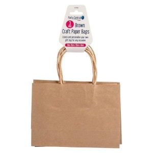 Gift Bags | 3 Pack Brown Horizontal Craft Paper Bags – 21Cm X 15Cm X 8Cm Gift Bags Brown