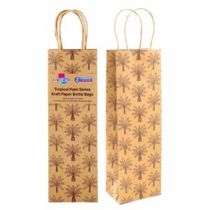 Gift Bags | 3 Pack Tropical Palm Kraft Paper Bottle Bags – 35Cm X 11.5Cm 8Cm Gift Bags Gift Bags