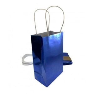 Gift Bags | 5 Pack Metallic Blue Paper Party Bags – 21.5Cm X 13Cm X 8Cm Gift Bags Gift Bags