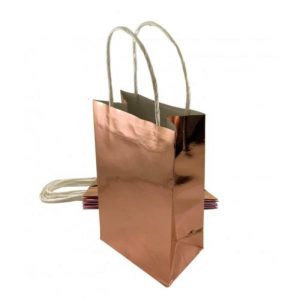 Gift Bags | 5 Pack Metallic Rose Gold Paper Party Bags – 21.5Cm X 13Cm X 8Cm Gift Bags Gift Bags