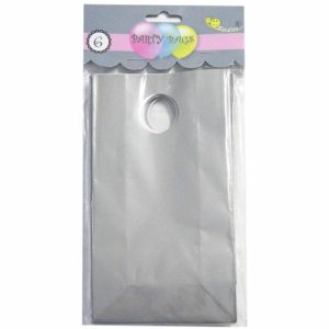 Gift Bags | 6 Pack Silver Paper Party Bag Gift Bags Gift Bags