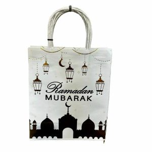 Gift Bags | 6 Pack White & Gold Ramadan Gift Bag – 21Cm X 15Cm X 8Cm Gift Bags Gift Bags