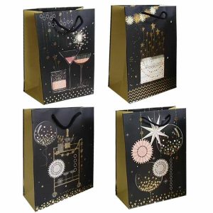 Gift Bags | Black With Glitter Gift Bag – 31Cm X 40Cm X 12Cm Gift Bags Gift Bags