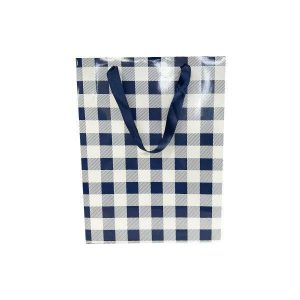 Gift Bags | Blue Gingham Paper Bag – 25Cm X 10Cm X 33Cm Gift Bags Gift Bags