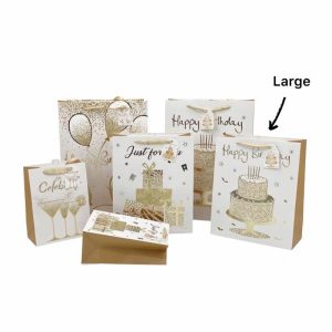 Gift Bags | Golden Year Glitter Large Gift Bag – 32Cm X 26Cm X 12Cm Gift Bags Gift Bags