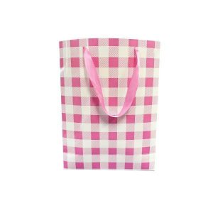 Gift Bags | Pink Gingham Paper Bag – 25Cm X 10Cm X 33Cm Gift Bags Gift Bags