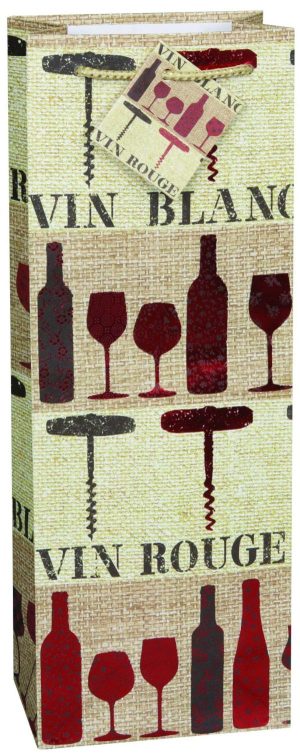 Gift Bags | Red Foil Vino Wine Bag – 36Cm H X 8Cm W Gift Bags Gift Bags