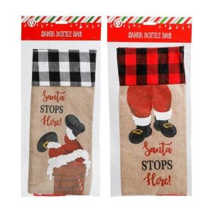 Gift Bags | Santa Bottle Bag – 31Cm X 15Cm Gift Bags Gift Bags