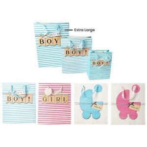 Gift Bags | Stripe Pram Xl Gift Bag – 30Cm X 42Cm X 12Cm Gift Bags Assorted