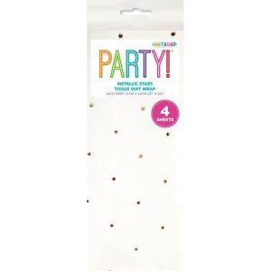 Gift Wrap | 4 Pack White Tissue Sheets With Metallic Gold Stars – 51Cm X 66Cm Gift Wrap Gift Wrap