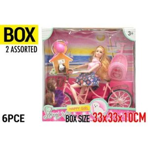 Kids Games & Toys | Fashion Doll With Child & Bike Games Assorted