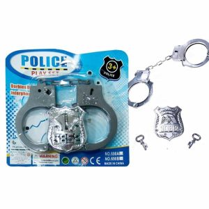 Kids Games & Toys | Police Handcuff Toy With Badge Games Black