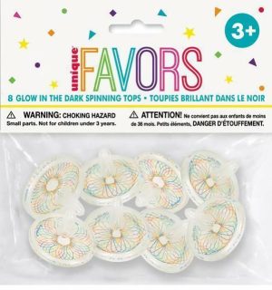 Loot Toys | 8 Pack Glow In The Dark Spin Tops Games Loot Toys