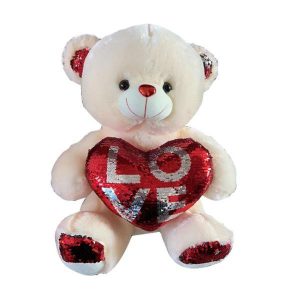 Plush Toys | Plush Bear With Sequin Heart – 27Cm Fidget & Sensory Toys Plush Toys